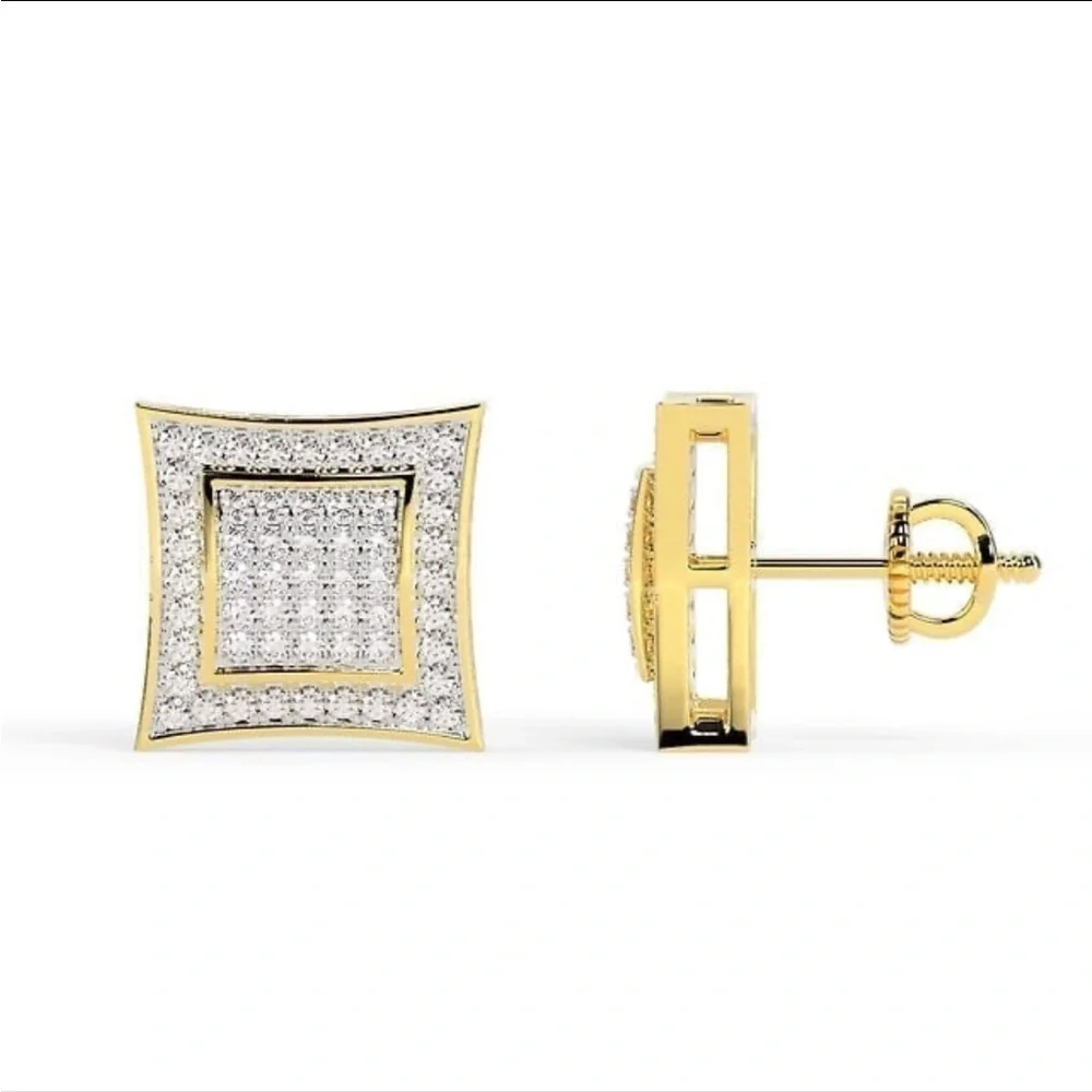18K Gold Plated Lab Created Micro Pavè Setting Stud Earrings